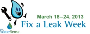 A cartoon water droplet holding a wrench promotes EPA WaterSense’s Fix a Leak Week, March 18–24, 2013.