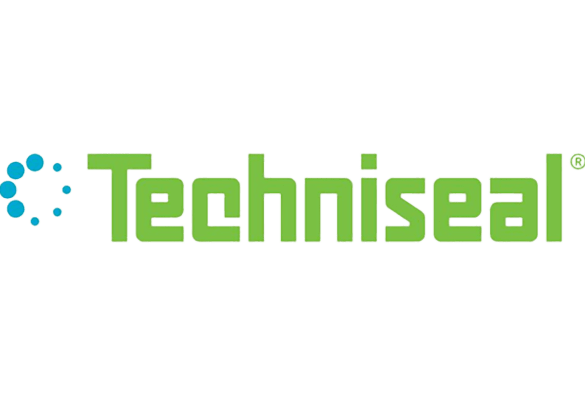 The Techniseal logo features the brand name in green text with a blue dotted circular design on the left, set against a white background.