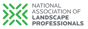 Logo of the National Association of Landscape Professionals with green geometric design on the left and the organization name in gray and green text on the right.
