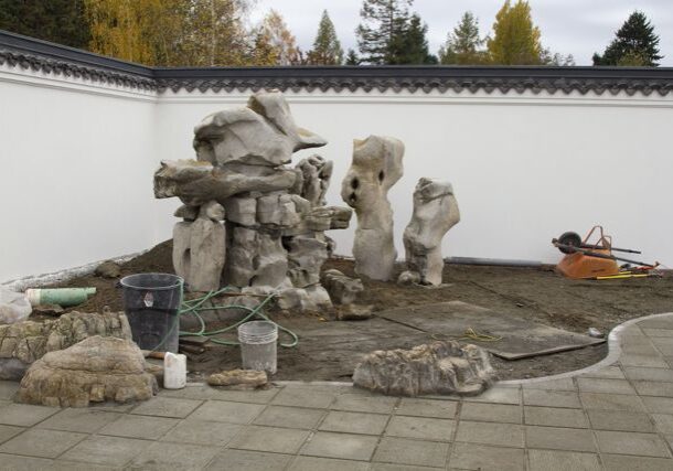 Rocks and materials are brought in from China.