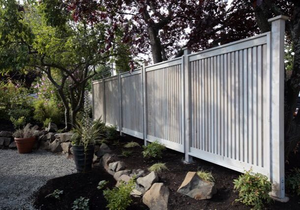 Cedar fence with transparent stain, West Seattle. Custom-built by Ecoyards. Photo by Meryl Schenker.